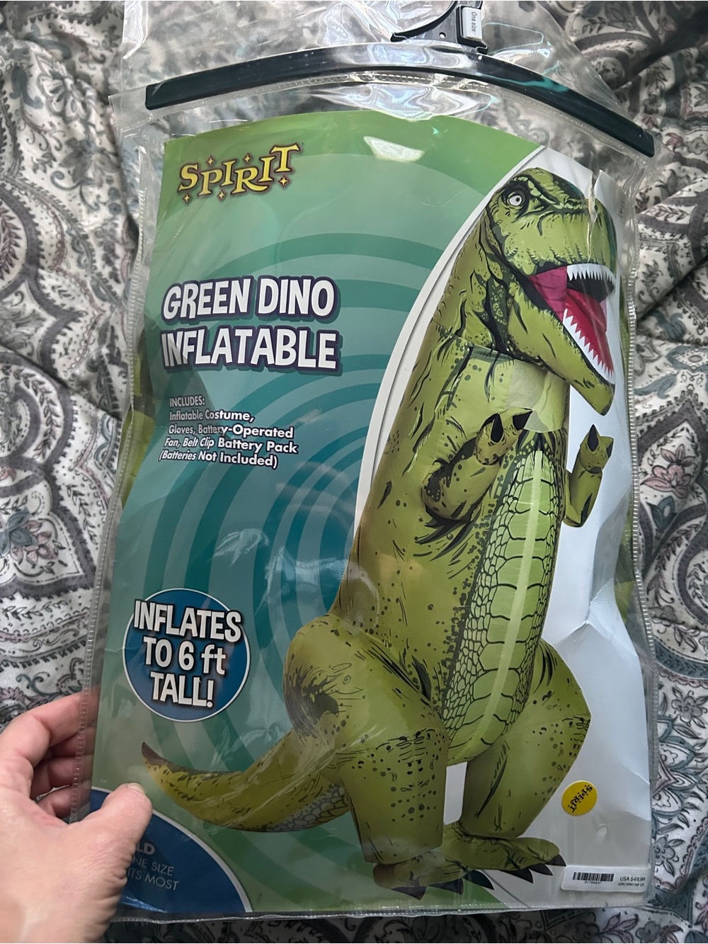 Spirit Halloween Green Dino Inflatable Costume - Green